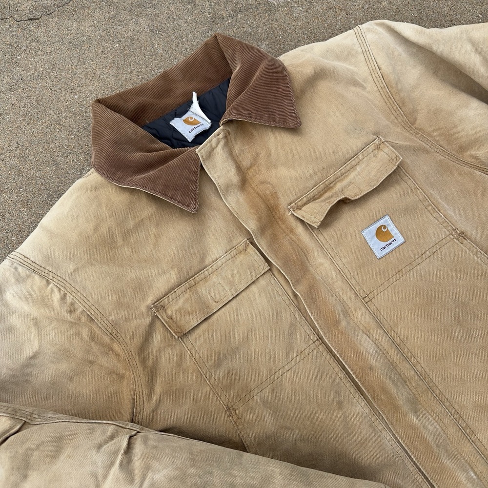 VTG Carhartt C03 BRN Canvas Duck Jacket Chore Coat Men's Size 52 (2XL) USA